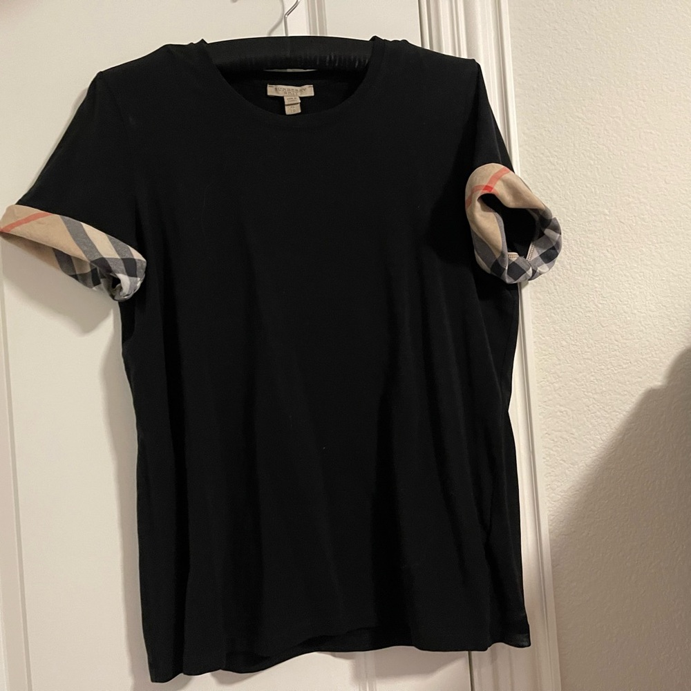 Burberry Black and Cream Short Sleeve Tee